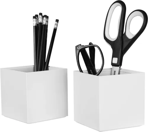 Organizador de escritorio Bostitch Office Konnect con taza para lápices, soporte para bolígrafos, paquete de 2, blanco