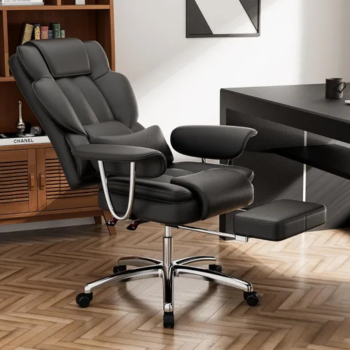 Miniatura 3 de KEIKI Silla ergonómica de oficina de respaldo alto con reposapiés, silla de escritorio resistente para el trabajo diario