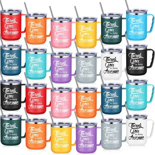 Miniatura 7 de Umigy 12 tazas de café de agradecimiento a los empleados, regalo a granel, taza de 17 onzas, vaso de viaje aislado de acero inoxidable, regalo