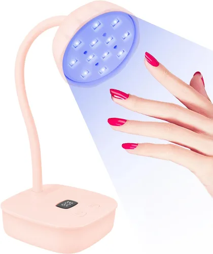 Lámpara de uñas LED UV, lámpara de uñas de curación flash con sensor automático y 2 temporizadores, luz UV de cuello de cisne para gel de extensión