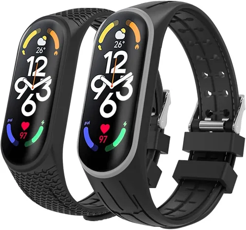 MoKo Paquete de 2 correas compatibles con Xiaomi Mi Band 7, pulsera deportiva de repuesto de silicona suave para mujeres y hombres