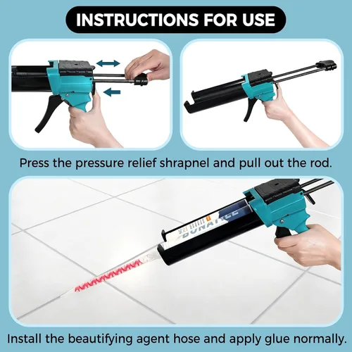 Miniatura 4 de Lechada para azulejos con pistola de calafateo manual de 19 onzas, 13.5 fl oz, relleno de lechada blanca, adecuado para aplicaciones de pared