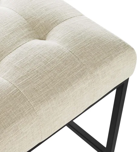 Miniatura 6 de Modway Privy Taburete tapizado de tela de acero inoxidable negro, beige