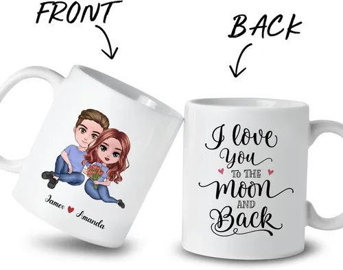 Miniatura 2 de Gossby Taza personalizada para parejas, regalo personalizado para esposa, novia, marido, novio con diseño, nombre, San Valentín, aniversario, boda