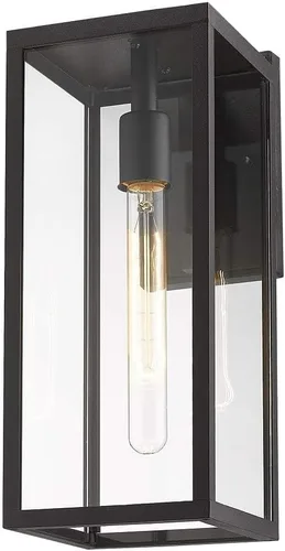 Miniatura 16 de Bestshared Aplique de pared para exteriores, paquete de 2 faroles de pared exteriores de 15 pulgadas con vidrio transparente, luces negras
