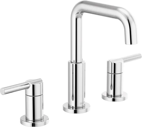 Miniatura 12 de Delta Nicoli - Grifo de lavabo de baño con 3 agujeros, 8 pulgadas para lavabo de baño, montaje de drenaje push-pop, negro mate/bronce champán