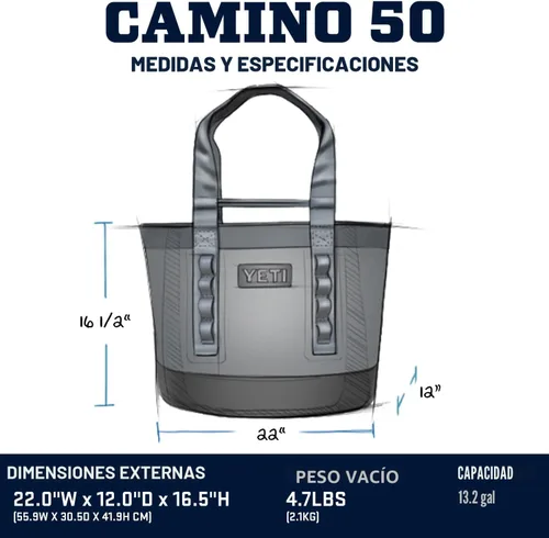Miniatura 5 de YETI Camino 50 Carryall con divisores internos, utilidad multiusos, bolsa de mano para barco y playa, duradera, impermeable Gris (Storm Gray)