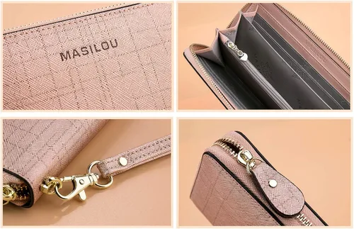 Miniatura 5 de Cartera para mujer cartera grande para teléfono celular bolsillo largo para tarjetas monedero monedero bloqueo RFID con cremallera bolso de mano