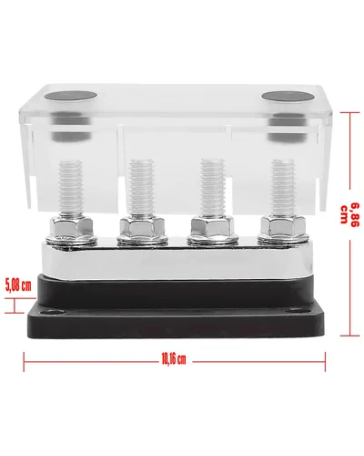 Miniatura 5 de GMURA Barra de bus resistente 12-48V 600A Max, 4 pernos M10 (3/8 pulgadas) Bloque de terminales de barra colectora de cobre de alta corriente