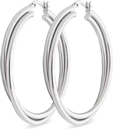 Miniatura 12 de Milla Crossover Twisted Hoop Earrings for Women – Hypoallergenic Silver or Gold Statement Hoops – Lightweight & Easy to Wear