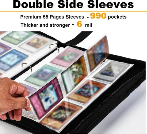 Miniatura 4 de Carpeta de tarjetas coleccionables para tarjetas Y-G-O, álbum de tarjetas de 990 bolsillos con fundas compatible con tarjetas TCG, tarjetas TCG u