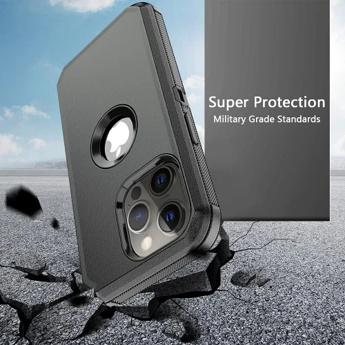Miniatura 6 de Funda de teléfono para iPhone 13 Pro Max, resistente, resistente a prueba de golpes, funda protectora con clip para cinturón para Apple iPhone 13
