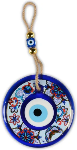 Adorno colgante de pared de cuentas de mal de ojo de 5 pulgadas, dije de protección del hogar, cuentas turcas de Nazar, adorno hecho a mano (TM1004)