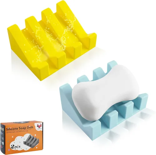Miniatura 61 de Jabonera Autodrenante con Soporte, Jabonera de Silicona, para Baño, Cocina, Esponjas, Puede Extender la Vida del Jabón, Mantiene las Barras de Jabón