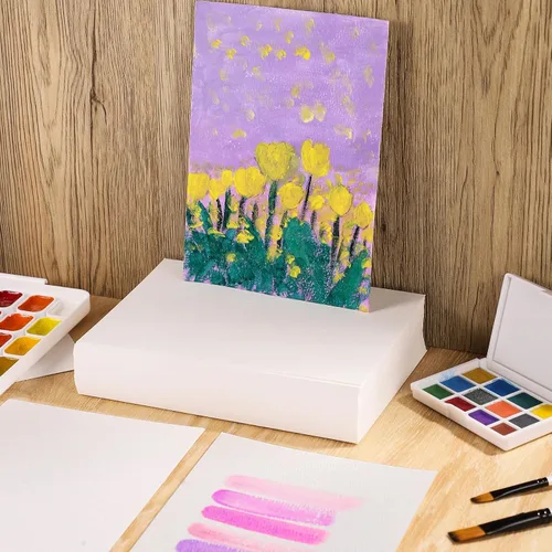 Miniatura 4 de Prudiut 120 hojas de papel de acuarela a granel, 140 lb/300 GSM papel blanco de algodón prensado en frío, 5 x 7 pulgadas, perfecto para niños