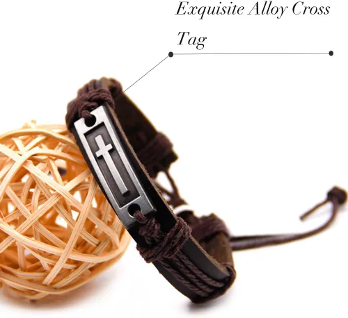 Miniatura 2 de LNKRE JEWELRY Pulsera cruzada de cuero de moda religiosa cristiana ajustable