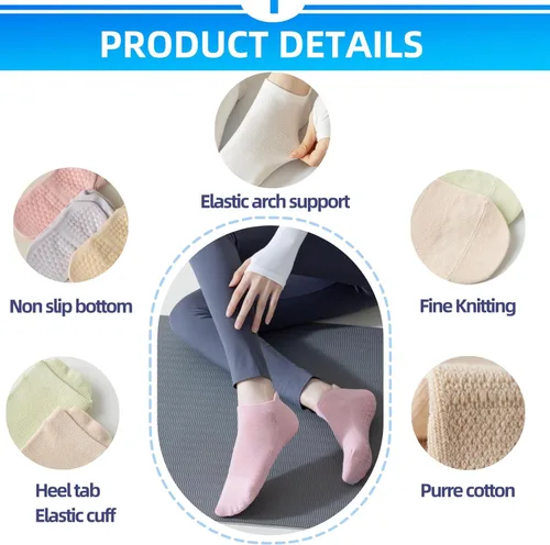 Miniatura 2 de Calcetines de agarre para mujer, pilates, yoga, calcetines de hospital antideslizantes con pinzas para mujer, calcetines adhesivos con cojín