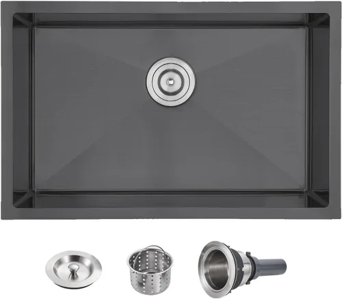 Miniatura 16 de POPFLY Fregadero de cocina de montaje inferior de 20 pulgadas, fregadero de acero inoxidable 304 de 20 x 17 pulgadas, calibre 18, cuenco cuadrado