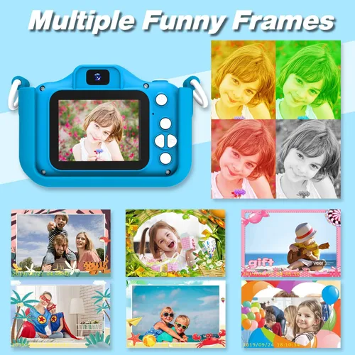 Miniatura 5 de Goopow Juguetes de Cámara para Niños de 3-8 Años Niñas Niños, Videocámara Digital para Niños con Cubierta Suave de Dibujos Animados, Mejor Regalo