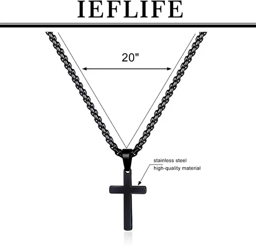 Miniatura 6 de IEFLIFE Collares de cruz, regalos para hombres, collar de cruz de platanegrooro, cadena de cadena con colgante de cruz para hombres, día del padre
