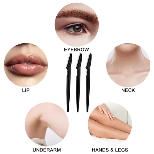 Miniatura 2 de HFATMOS 12 maquinillas de afeitar para cejas, maquinillas de afeitar faciales multiusos, herramientas de dermaplaning exfoliantes, afeitadora