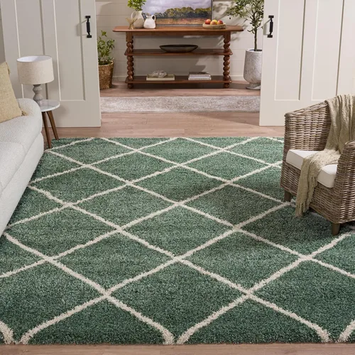 Miniatura 11 de SAFAVIEH - Alfombra de la colección Hudson Shag, diseño de enrejado moderno, no desprende pelusa y fácil de cuidar, 2 pulgadas de grosor, ideal