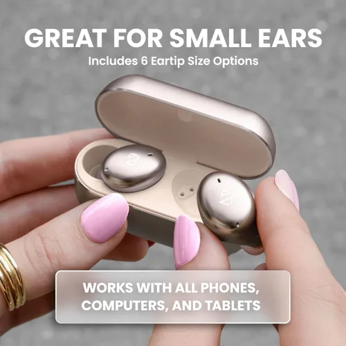 Miniatura 2 de Tempo 30 Auriculares inalámbricos con sonido premium, auriculares Bluetooth para mujeres y hombres, auriculares dorados con micrófono, IPX7 a prueba