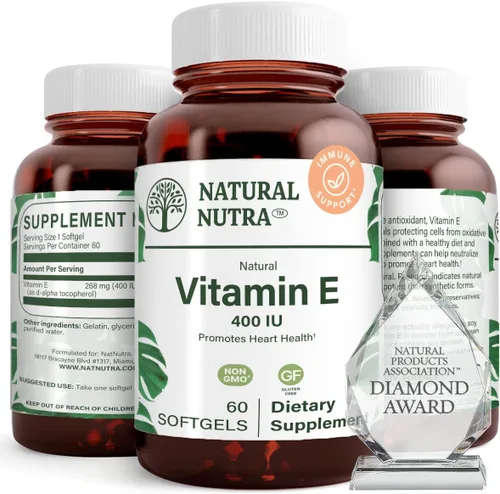 Miniatura 9 de Natural Nutra Suplemento de vitamina E de 200 UI para piel, cabello y uñas, promueve la salud del corazón, ayuda a prevenir la piel dañada, promueve