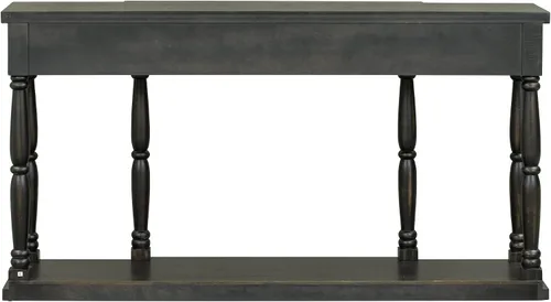 Miniatura 6 de Mesa de consola grande retro de 63 pulgadas, aparador de madera con 4 cajones de almacenamiento y 1 estante, armario de almacenamiento de buffet