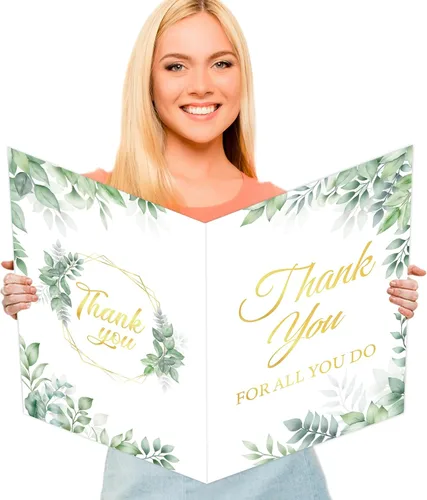 Miniatura 8 de Tarjeta de felicitación de despedida jumbo de color negro y dorado, grande, con texto en inglés "We Will Miss You", tarjetas para firmar tarjeta