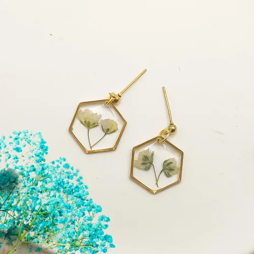 Miniatura 20 de Pendientes de flores prensadas hechos a mano para mujer