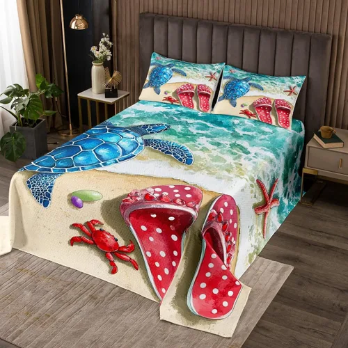 Miniatura 16 de Erosebridal Juego de colcha náutica, juego de edredón de lancha de vela, faro, acuarela con temática oceánica, juego de ropa de cama de verano