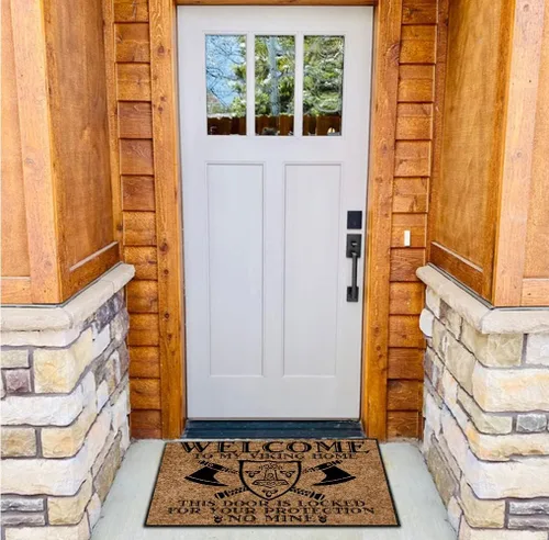 Miniatura 6 de Tapete divertido para puerta delantera, para exteriores, Welcome to My Viking Home, This Door is Locked for Your Protection No Mine Outdoor Funny