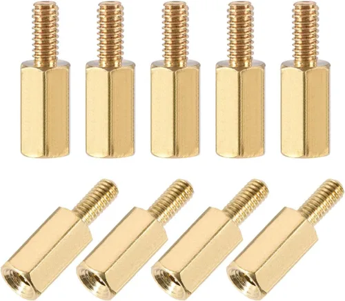 Miniatura 10 de uxcell M2.0.197x0.157 in+0.157 in macho-hembra latón hexagonal PCB placa base separador separador para FPV Drone Quadcopter, computadora y placa
