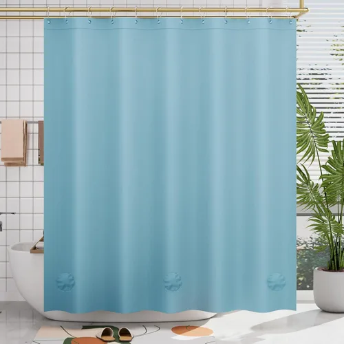 Miniatura 33 de AmazerBath - Cortina de ducha de plástico, 70 x 72 pulgadas, cortina de ducha esmerilada de plástico, impermeable, pesada, gruesa, con 3 piedras