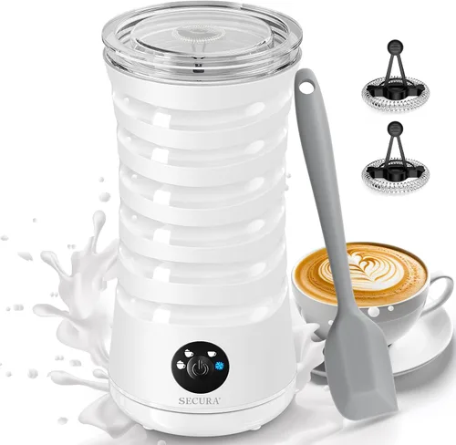 Miniatura 9 de Espumador de leche eléctrico Secura, vaporizador automático de leche, máquina de espuma caliente y fría 4-EN-1 - 8.4oz/240ml calentador de leche