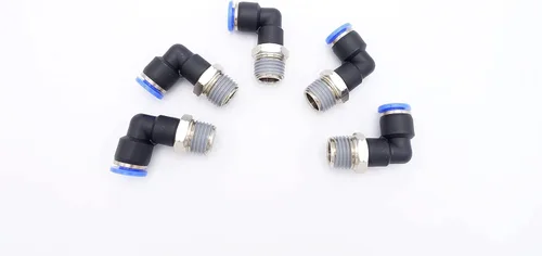 Miniatura 13 de Empuje para conectar conexión de tubo de 1/4" OD x 1/8" rosca NPT macho, codo neumático macho de aire línea de agua de aire de 90 grados codo
