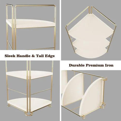 Miniatura 4 de Organizador de especias de cocina de 2 niveles - Estante de esquina para baño - Estante de almacenamiento independiente en forma de triángulo