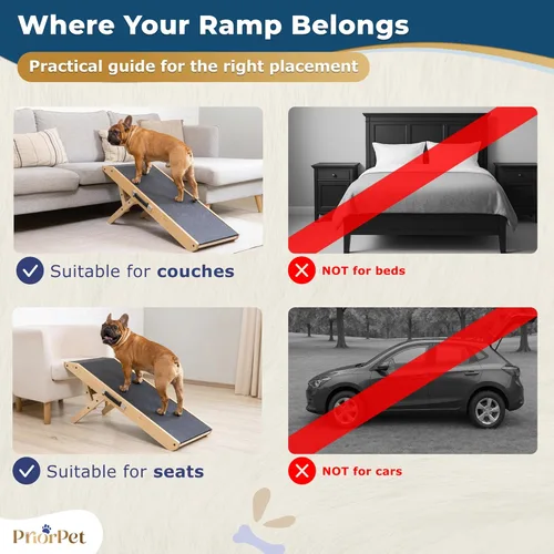 Miniatura 12 de Rampa para perros para sofá – Antideslizante, construcción resistente, rampa para perros plegable – Soporta hasta 200 libras – Ajustable de 7'' a