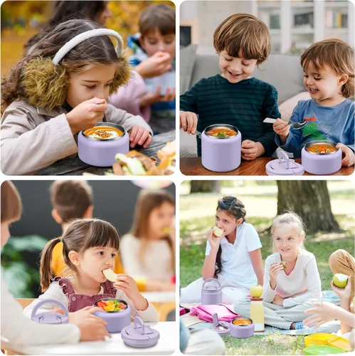 Miniatura 8 de BABHAMNESS Termo de sopa de 13.5 onzas para comida caliente para niños, tarro de comida aislado al vacío con tapa de hebilla, boca ancha, a prueba