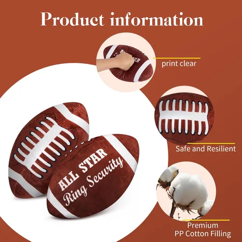 Miniatura 3 de Deekin 2 piezas de 12 pulgadas All Star Ring Bearer Football Plush Baby Football Stuffed Fluffy Toddler Thank You Regalo de boda para niños y niñas