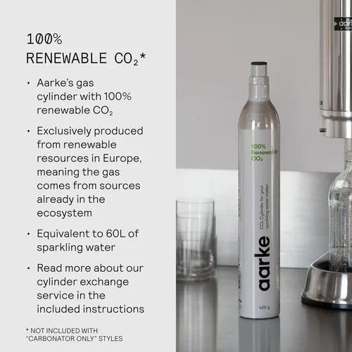 Miniatura 12 de Aarke Carbonator Pro, máquina de agua con gas y carbonatación, acero inoxidable con botella reutilizable de vidrio, volumen de 800 mL/27 fl oz