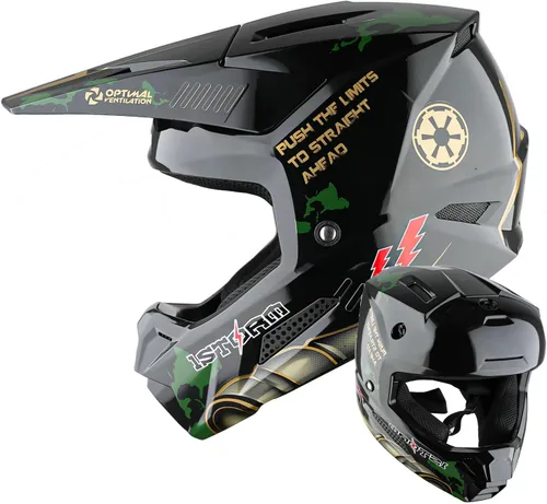 Miniatura 20 de 1Storm Casco de motocross juvenil ATV BMX Dirt Bike Go Kart Skate para niños, multideportes, adolescente, blanco brillante + gafas + guantes Paquete