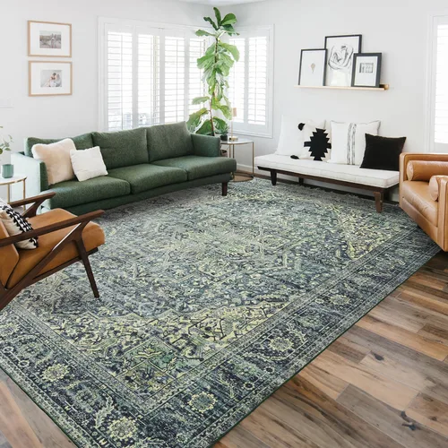 Miniatura 26 de Alfombra de área pequeña de 2x3 pies, antideslizante, neutra, persa lavable estilo casa de campo para entrada, para interiores, color beige tostado