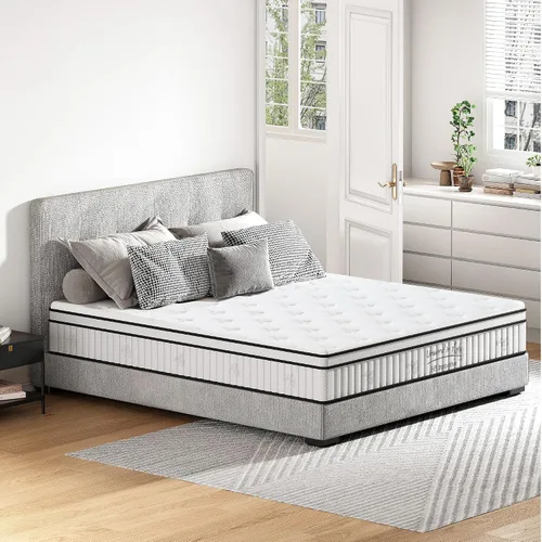 Miniatura 13 de Colchón híbrido de 10 pulgadas, resortes interiores en bolsillos individuales, firmeza media con espuma cómoda para alivio de presión y sueño fresco