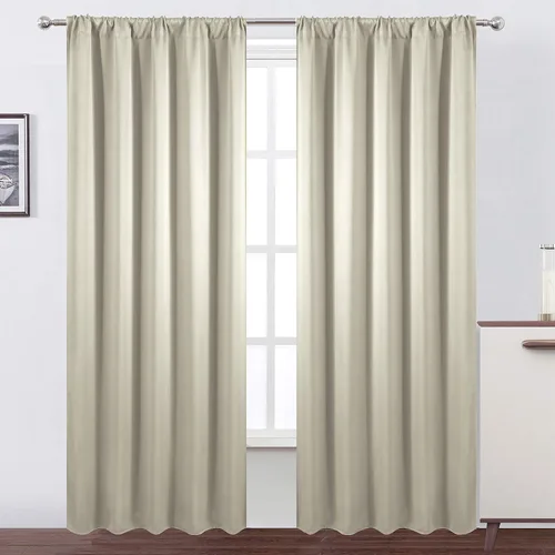 Miniatura 94 de LEMOMO Cortinas opacas negras para cocina, 42 x 45 pulgadas, juego de 2 paneles de cortinas opacas con bolsillo para cortinero para ventana pequeña