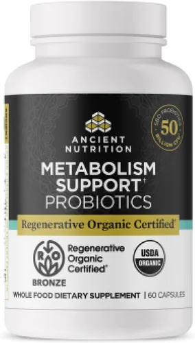 Ancient Nutrition Probióticos regenerativos orgánicos certificados para el apoyo del metabolismo, digestión saludable y apoyo a la función del