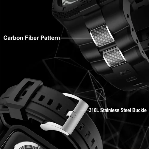 Miniatura 4 de Correas compatibles con Apple Watch Band 46mm 45mm 44mm 42mm, correa deportiva para hombres con funda protectora para Watch Series 11 10 9 8 7/ SE