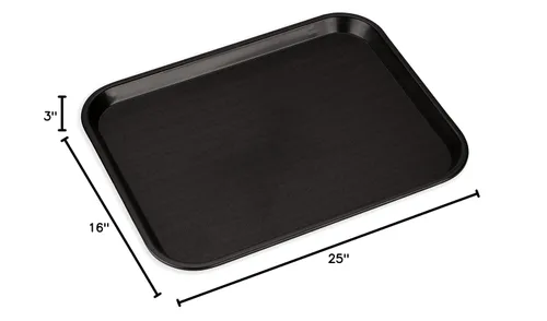 Miniatura 5 de GET RST-2517-1-BK Mesa de centro/bandeja otomana con asas, 25 x 16 pulgadas, plástico, negro y Carlisle FoodService Products Cafe bandeja
