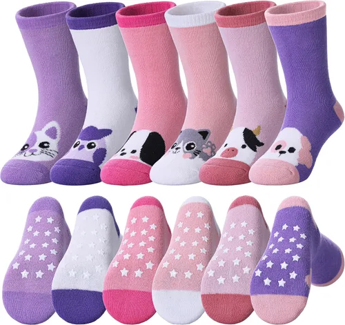Miniatura 8 de Dosoni - Calcetines antideslizantes para niños pequeños, calcetines de tobillo cálidos y gruesos para bebés, niñas, niños, antideslizantes